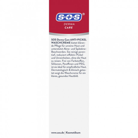 SOS DermaCare Anti-Pickel Waschcreme, 100 ml, SOS DermaCare Крем-гель для умывания против прыщей, без силиконов и парабенов, для проблемной и чувствительной кожи, 100 мл