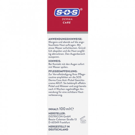 SOS DermaCare Anti-Pickel Waschcreme, 100 ml, SOS DermaCare Крем-гель для умывания против прыщей, без силиконов и парабенов, для проблемной и чувствительной кожи, 100 мл