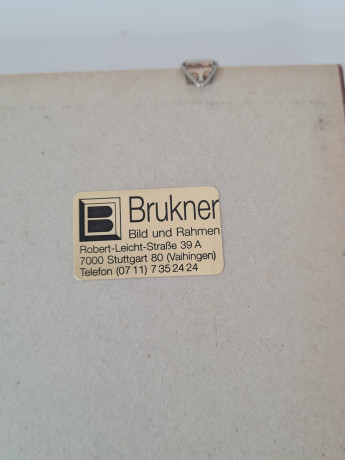 Картина в раме винтажная в черно-белых тонах "Бопсер" Brukner Stuttgart, 31,5 x 42 см, Германия, 1960-70гг.