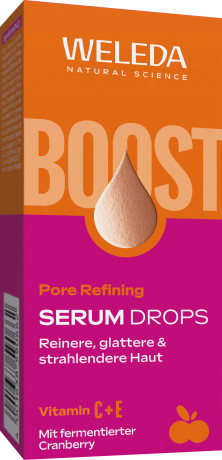 WELEDA Pore Refining Serum Drops, 30 ml, Капли-сыворотка Pore Refining с витаминами C и E и ферментированной клюквой для кожи с несовершенствами, 30 мл