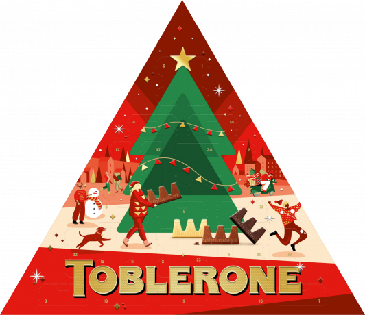 Toblerone Adventskalender 2026, Адвент-календарь 2026 Toblerone с 25 шоколадными миниатюрами четырёх видов, 200 г