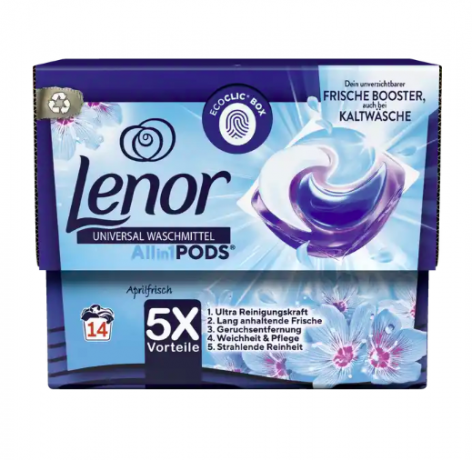 Lenor Vollwaschmittel Pods Aprilfrisch, 14 Wl, Капсулы для стирки Ленор 3 в 1 Апрельская свежесть, 14 шт