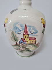 Ulmer Keramik Винтажный керамический кувшин с пробкой &quot;Пейзажи&quot;, ручная роспись, 18см x 10см, Германия, 1960-70гг.