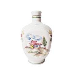 Ulmer Keramik Винтажный керамический кувшин с пробкой &quot;Пейзажи&quot;, ручная роспись, 18см x 10см, Германия, 1960-70гг.