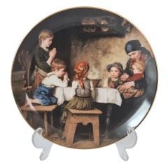 Lilien Porzellan Декоративная фарфоровая тарелка &quot;Молитва перед ужином&quot;, коллекционная номерная 5849, художник Ф. Дефреггер, 20 см, Германия, 1988г.