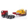 Bruder BRUDER 03555  Scania Tieflader mit CAT-Bulldozer BRUDER 03555 Низкорамная платформа Scania с бульдозером CAT