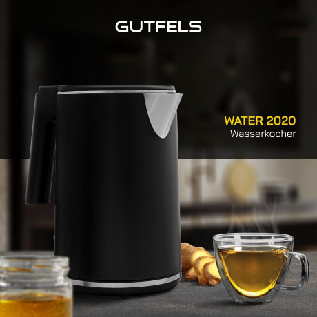 Gutfels Gutfels Wasserkocher WATER 2020, 2200 W, Doppelwandig, 1 Liter Fullvolumen, 360° Sockel, integrierter Filter  Чайник Gutfels WATER 2020, 2200 Вт, с двойными стенками, полный объем 1 литр, основание 360°, встроенный фильтр