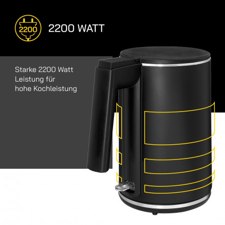 Gutfels Gutfels Wasserkocher WATER 2020, 2200 W, Doppelwandig, 1 Liter Fullvolumen, 360° Sockel, integrierter Filter  Чайник Gutfels WATER 2020, 2200 Вт, с двойными стенками, полный объем 1 литр, основание 360°, встроенный фильтр