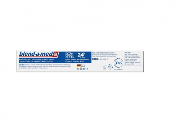 Blend-a-med Rundumschutz Extra Frisch Clean doppelpack 2 x 75ml x 10packs (20st), Зубная паста для всей семьи (Германия), 1500 мл, защита от кариеса, ультра свежесть дыхания, комплексный уход 24 часа, Набор 20 шт х 75 мл