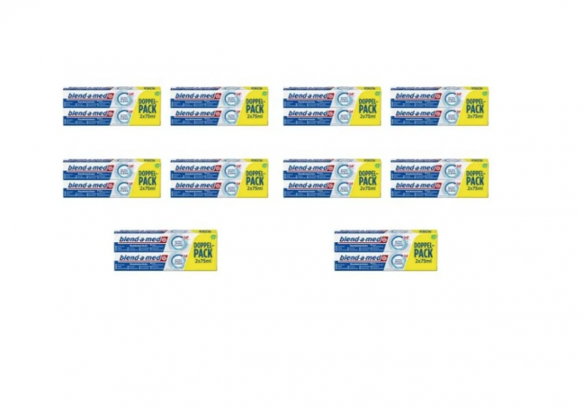 Blend-a-med Rundumschutz Extra Frisch Clean doppelpack 2 x 75ml x 10packs (20st), Зубная паста для всей семьи (Германия), 1500 мл, защита от кариеса, ультра свежесть дыхания, комплексный уход 24 часа, Набор 20 шт х 75 мл