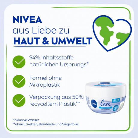 NIVEA Care Creme Intensive Pflege, 50 ml, Нивеа Крем для лица и тела, масло ши и витамин E, 48ч увлажнение, быстрое впитывание, 50 мл
