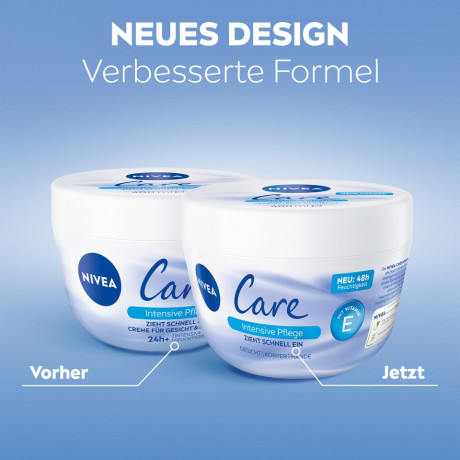 NIVEA Care Creme Intensive Pflege, 400 ml, Нивеа Крем для лица и тела, масло ши и витамин E, 48ч увлажнение, быстрое впитывание, 400 мл