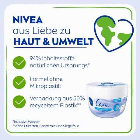 NIVEA Care Creme Intensive Pflege, 400 ml, Нивеа Крем для лица и тела, масло ши и витамин E, 48ч увлажнение, быстрое впитывание, 400 мл