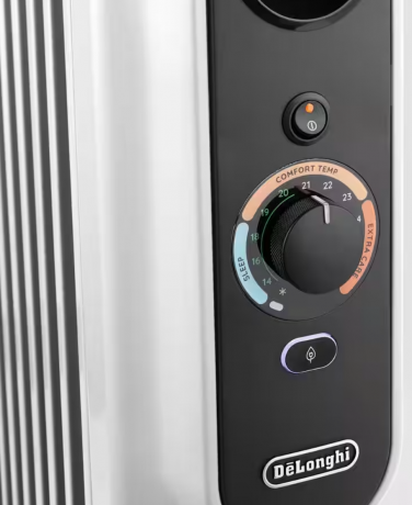 DeLonghi RadiaS Easytronic TRRSE0920, Масляный радиатор, ECO функция, 2000 Вт, 9 секций, защита от перегрева и опрокидывания, белый