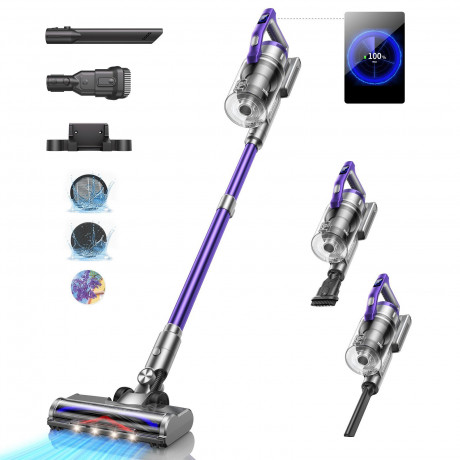 Honiture Honiture Akku-Hand-und Stielstaubsauger, 450,00 W, 33KPA Akku Staubsauger, Anti-Tangle-Staubsauger, 55 Minuten Laufzeit, Kantenreinigung, 1.2L Staubbehalter Беспроводной ручной и стержневой пылесос Honiture, 450,00 Вт, беспроводной пылесос 33 кП