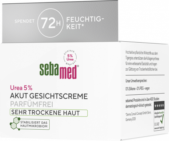 SEBAMED Akut Gesichtscreme Urea 5% parfumfrei, 50 ml, Себамед Крем для лица с мочевиной 5% без парфюма, для очень сухой кожи, 50 мл