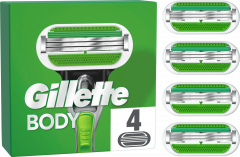 GILLETTE Rasierklingen, Body, 4 St, Джилетт Сменные кассеты Body для мужской бритвы, 4 шт.
