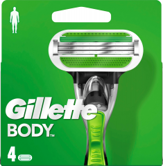 GILLETTE Rasierklingen, Body, 4 St, Джилетт Сменные кассеты Body для мужской бритвы, 4 шт.
