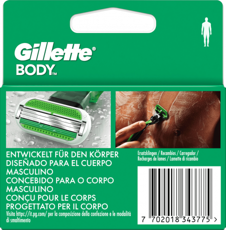 GILLETTE Rasierklingen, Body, 4 St, Джилетт Сменные кассеты Body для мужской бритвы, 4 шт.