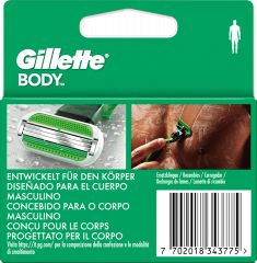 GILLETTE Rasierklingen, Body, 4 St, Джилетт Сменные кассеты Body для мужской бритвы, 4 шт.
