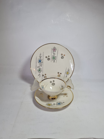 Чайное трио винтажное Winterling Marktleuthen Bavaria с геометричными элементами и цветами, фарфор, Германия, 1960-70гг.