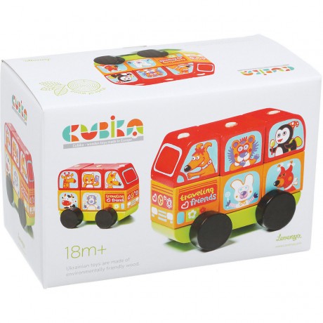 Mini-bus Lustige TiereLM-10 Holzbausteine mit verschiedenen Tiermotiven-7 teilig Мини-автобус веселые зверюшкиЛМ-10 деревянных кубиков с разными мотивами животных-7 штук