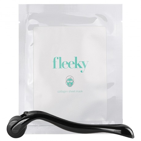 Fleeky Collagen Sheet Mask mit 540 Needle Dermaroller  Коллагеновая тканевая маска с 540-игольчатым дермароллером