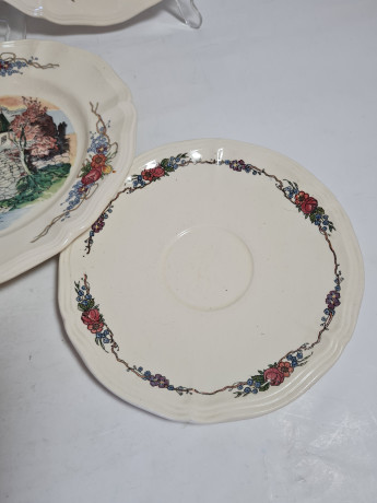 Тарелки декоративные винтажные Sarreguemines France / Obernai, H.Loux с изображениями сельской жизни, керамика, 5 шт., Франция, 1960-70гг.