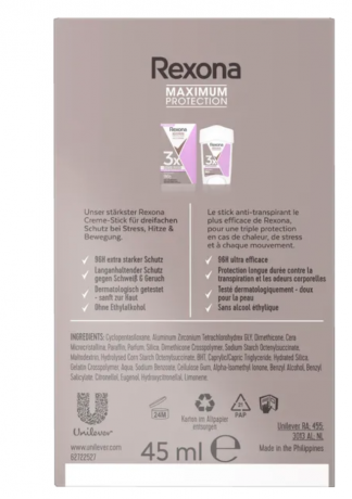 Rexona Deo Cremestick Women Maximum Protection Confidence Anti-Transpirant Rexona Дезодорант-крем для Женщин Максимальная защита антиперспирант с двойным аппликатором 45 г