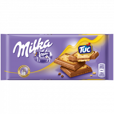 Milka & Tuc Альпийский молочный шоколад с крекером 87г