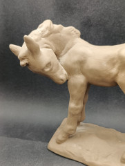 Статуэтка винтажная &quot;Конь&quot;, майолика, коричневая керамика, 17 х 15 см, Италия, 1970-80гг.