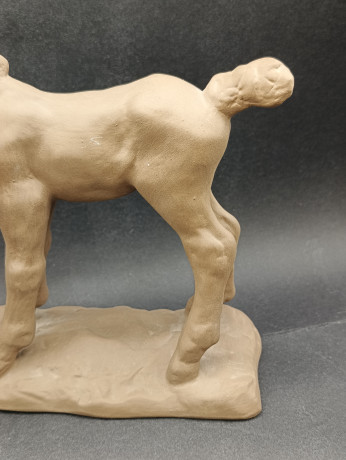 Статуэтка винтажная "Конь", майолика, коричневая керамика, 17 х 15 см, Италия, 1970-80гг.