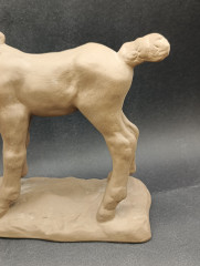 Статуэтка винтажная &quot;Конь&quot;, майолика, коричневая керамика, 17 х 15 см, Италия, 1970-80гг.