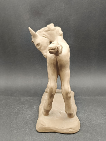 Статуэтка винтажная "Конь", майолика, коричневая керамика, 17 х 15 см, Италия, 1970-80гг.