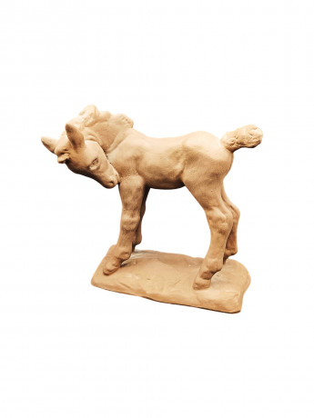 Статуэтка винтажная "Конь", майолика, коричневая керамика, 17 х 15 см, Италия, 1970-80гг.