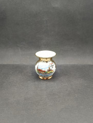 Ваза миниатюрная винтажная Gerold Porzellan Bavaria "Констанц", с позолотой, фарфор, 6 х 5.5 см, Германия, 1970-80гг.