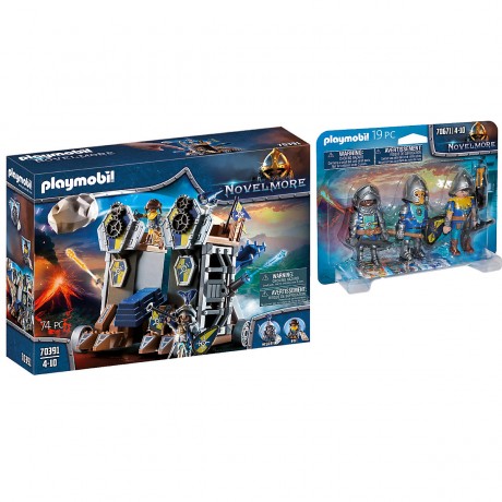 PLAYMOBIL 2er Set: 70391 Novelmore Mobile Katapultfestung + 70671 3er Set Novelmore Ritter Набор из 2 предметов: 70391 Novelmore Mobile Catapult Fortress + 70671 Набор из 3 рыцарей Novelmore