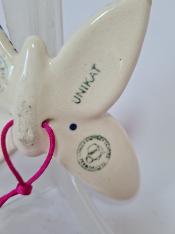 PUNELAUER Керамическая фигурка с подвесом "Бабочка", ручная роспись, 4.5смx12см, 1950-60гг.