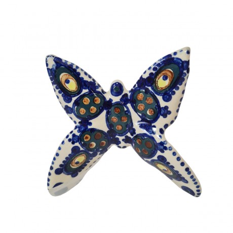 PUNELAUER Керамическая фигурка с подвесом "Бабочка", ручная роспись, 4.5смx12см, 1950-60гг.