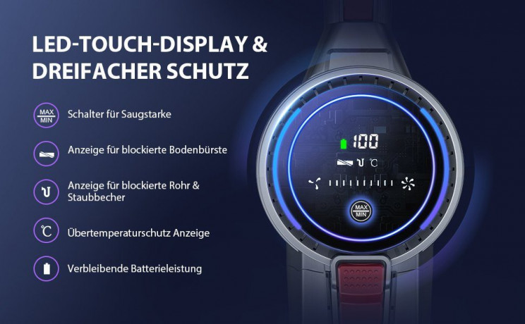 Buture Buture Akku-Hand-und Stielstaubsauger, 400,00 W, beutellos, 33000Pa,Leicht Staubsauger Kabellos mit bis zu 55 Min. Kabelloser  Беспроводной ручной и стержневой пылесос Buture, 400,00 Вт, без мешка, 33000 Па, легкий пылесос, беспроводной, до 55 мину