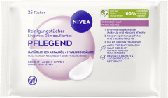 NIVEA Reinigungstucher Pflegend, 25 Stuck, Нивеа Очищающие салфетки ухаживающие, аргановое масло и гиалурон, для сухой кожи, 25 шт