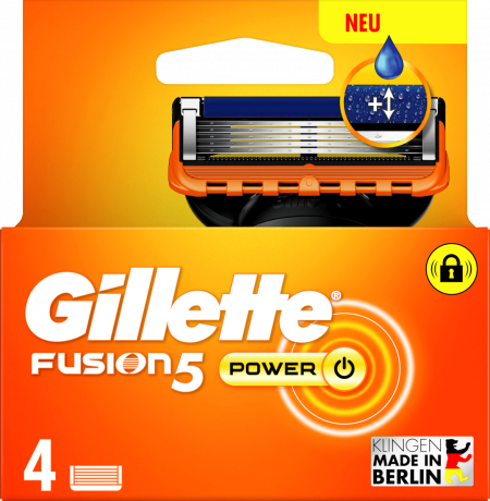 GILLETTE Rasierklingen, Fusion5 Power, 4 St, Джилетт Сменные кассеты Fusion5 Power для мужской бритвы, 4 шт.
