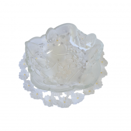 Тарелка для фруктов винтажная Walther Glas Im Stil, фруктовый декор, стекло, 22 x 7,5 см, Германия, 1960-70гг.