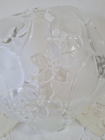 Тарелка для фруктов винтажная Walther Glas Im Stil, фруктовый декор, стекло, 22 x 7,5 см, Германия, 1960-70гг.