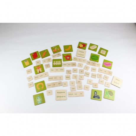 Wortbaukasten Inhalt: 60 Bildplattchen Набор для построения слов Состав: 60 плиток с картинками.