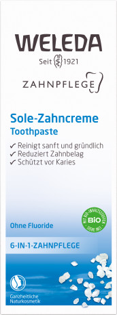 WELEDA ZAHNPFLEGE Sole-Zahncreme, 75 ml, Солевая зубная паста без фтора для очищения зубов и профилактики зубного камня, 75 мл