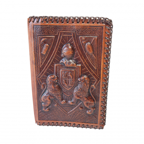 Портмоне винтажное с гербом и двумя львами, натуральная кожа, ручная работа, 13.5 х 9 см, Германия, 1970-80гг.