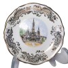Limoges France Basilique Notre-Dame-du-Rosaire, Лимож Коллекционное блюдце в золоте &quot;Базилика Святого Розария в Лурде&quot;, лиможский фарфор, 9,5 см, Франция 1960г.