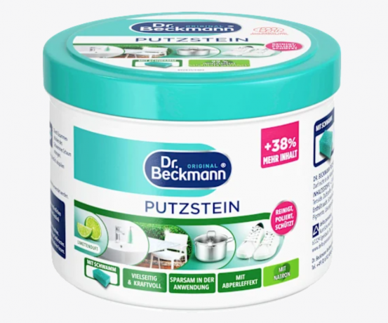 Dr. Beckmann Putzstein Oberflächen, 550 g, Чистящий камень Dr. Beckmann со встроенной губкой, 550 г