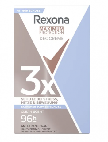 Rexona Deocreme Women Maximum Protection Clean Scent Anti-Transpirant Rexona дезодорант-крем для женщин Максимальная защита от запаха антиперспирант  с двойным аппликатором  45 г